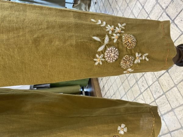 Alessia Massimo İşlemeli Keten Pantolon